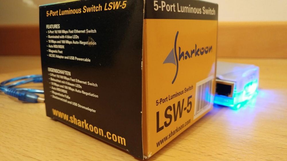Switch luminoso 5 portas Sharkoon LSW-5