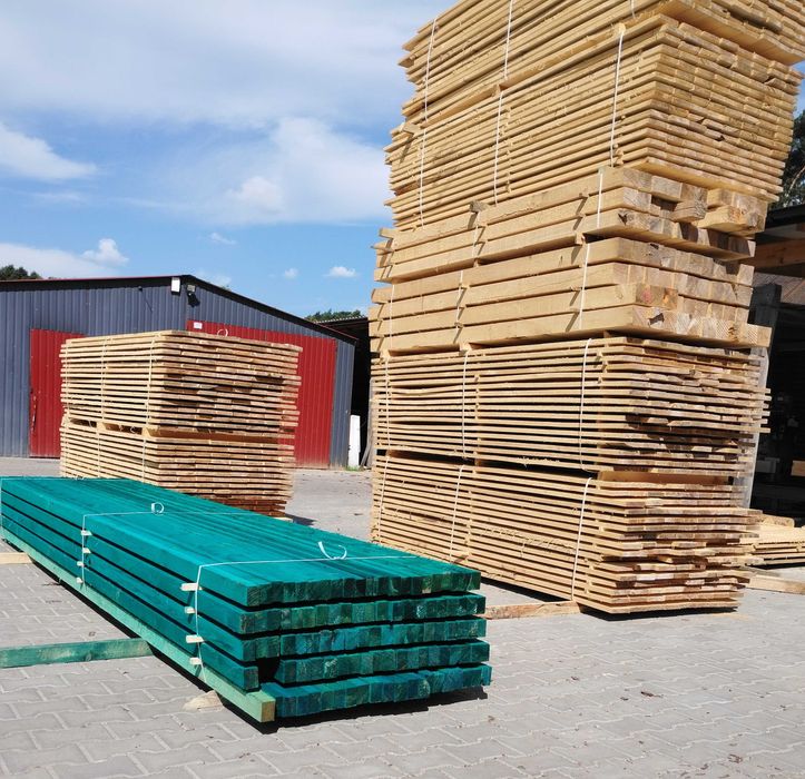 Tartak deski wyroby tartaczne łaty kantówki więźba drewno