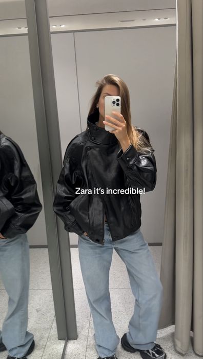 Куртка  Zara з ефектом шкіри в стилі ysl
