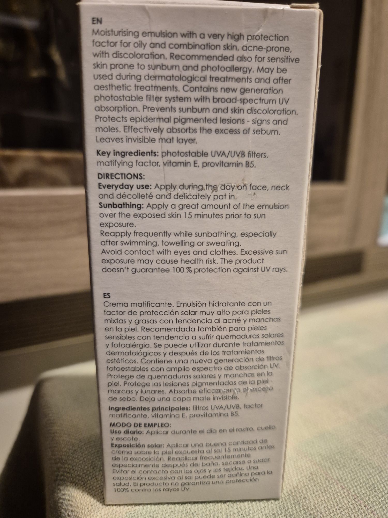 Creme diário matificante com proteção solar 50+