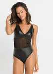 Venus erotyczne body SEXI eko skóra czarne z nitami r.36/38