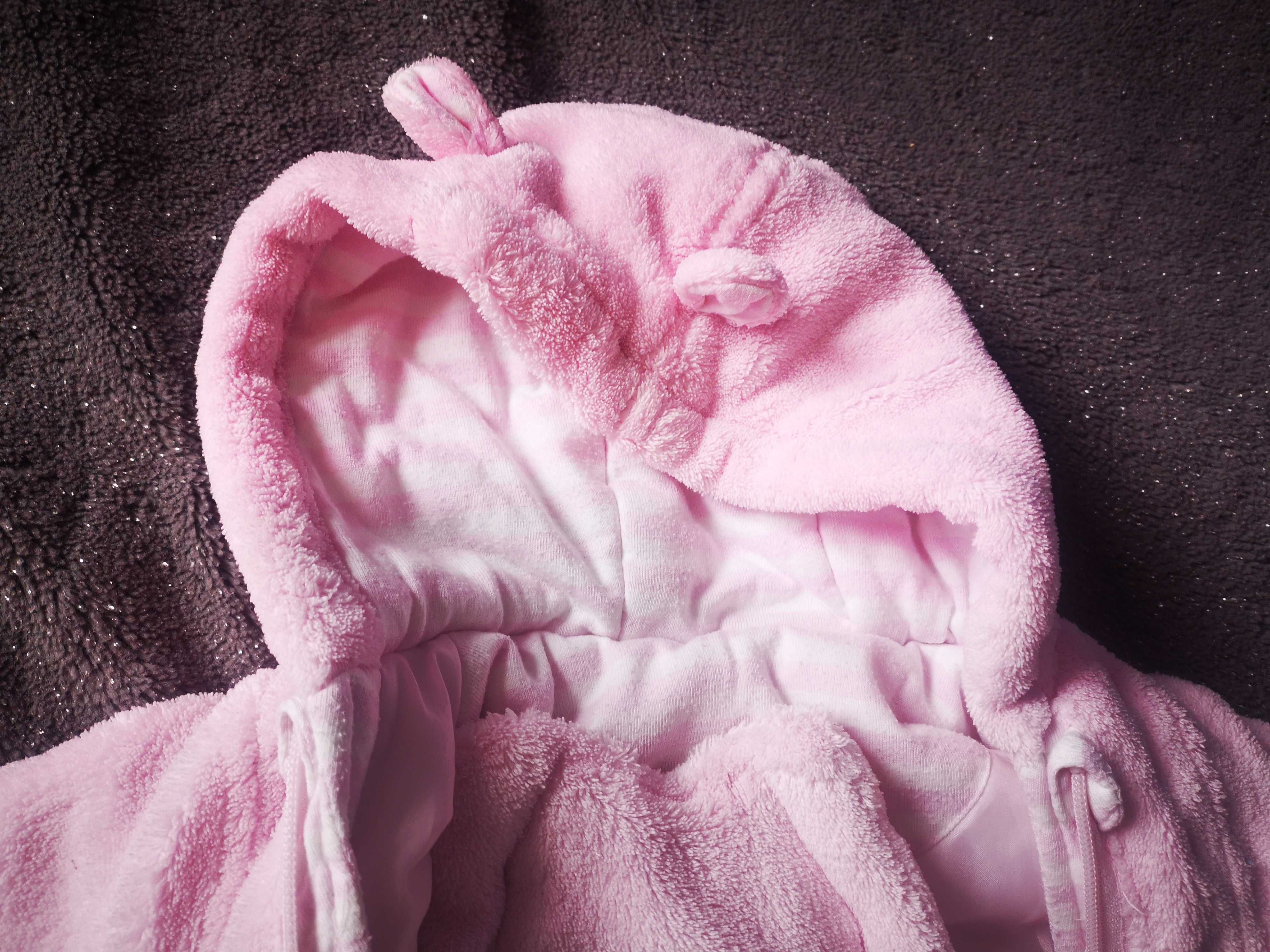 Gruby zimowy różowy kombinezon dla niemowlaka 0-3 mcy