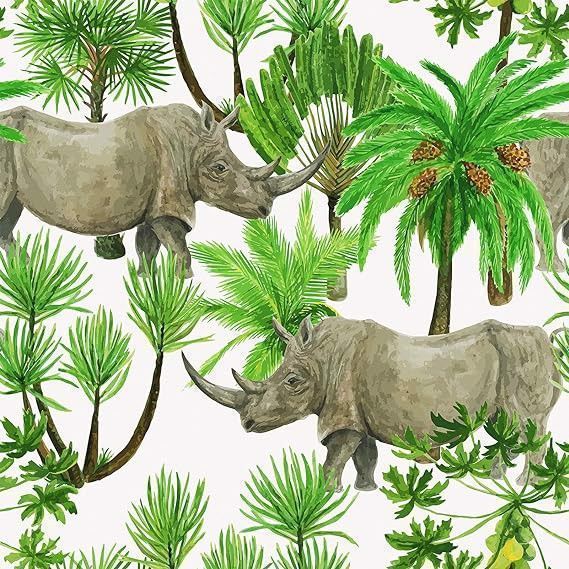 Samoprzylepna Fototapeta Okleina Palmy Nosorożce