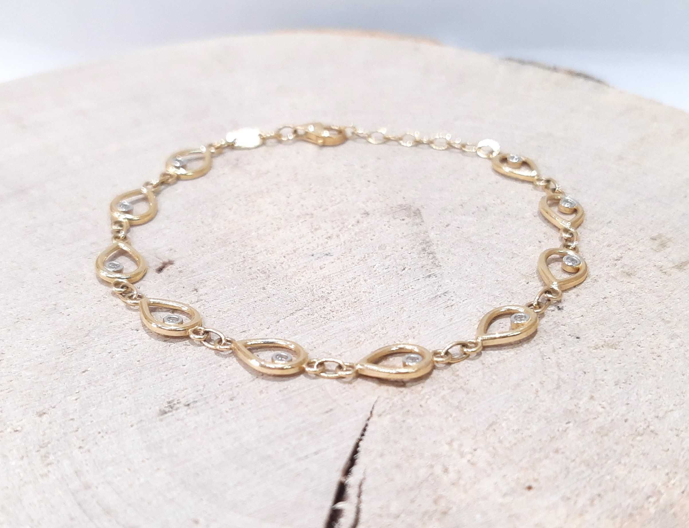 Złota bransoletka z cyrkoniami p.585/4,22g  Łezki