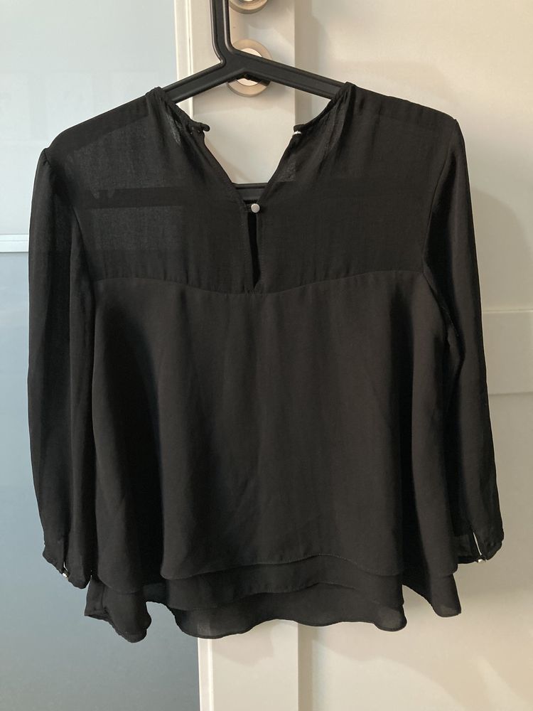 Czarna luźna koszula BERSHKA bluzka koszulowa XS / S