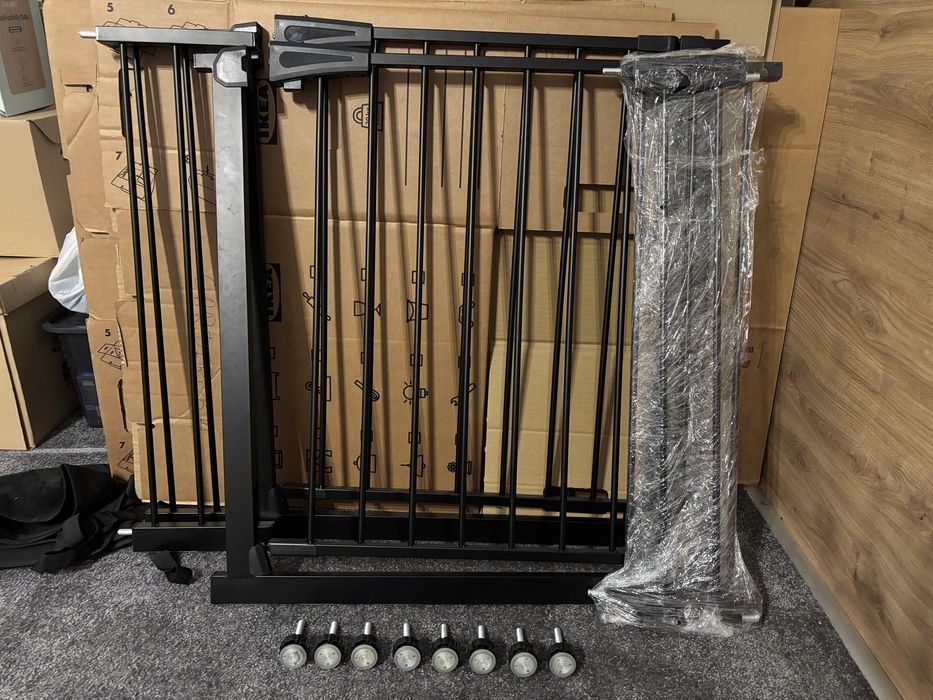 Rozporowa Barierka Na Drzwi lub Schody, 76-120cm, Czarna (2 sztuki)