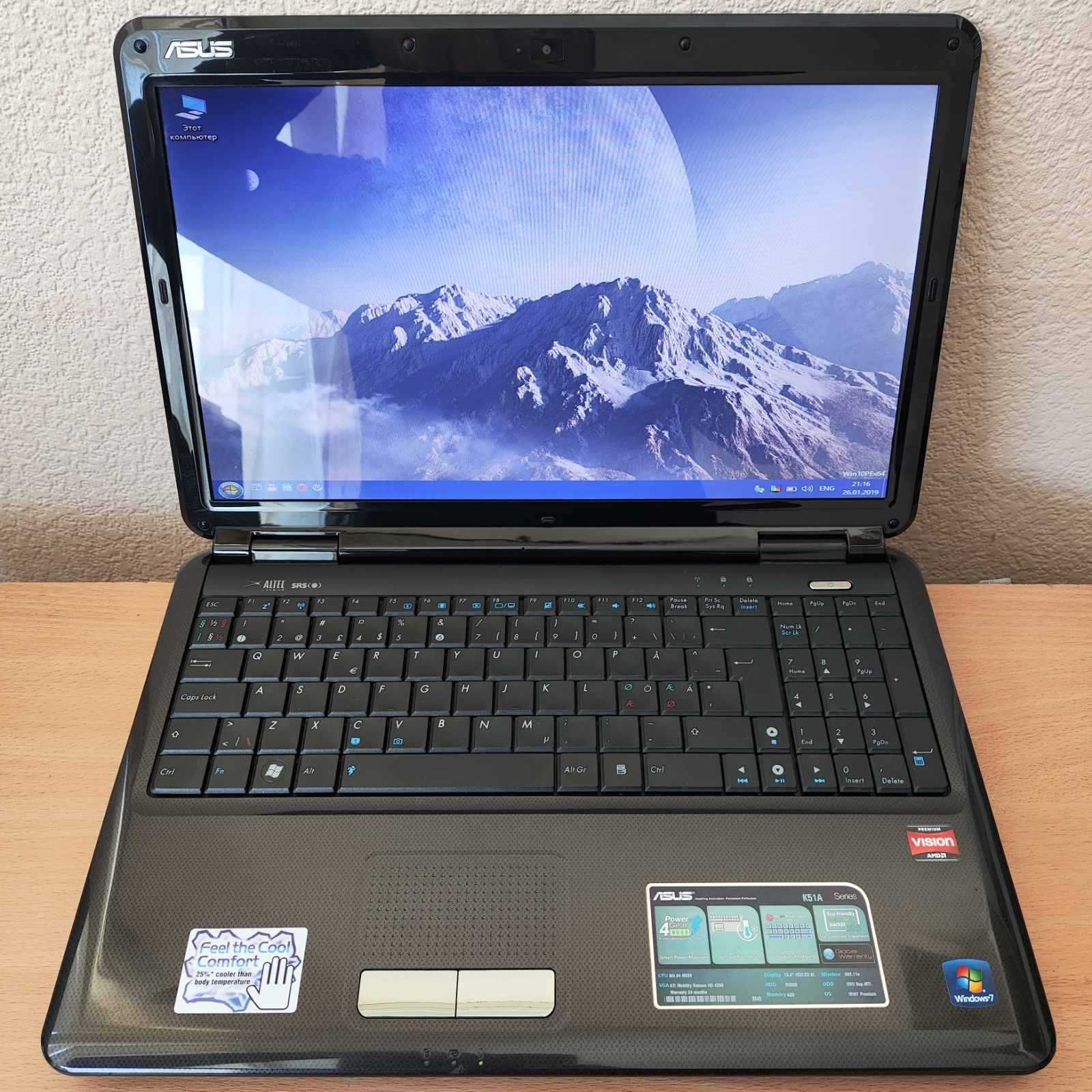 Ноутбук Asus K51A 15.6" AMD Athlon II M320/4GB DDR3/120 GB SSD/HD 4200
