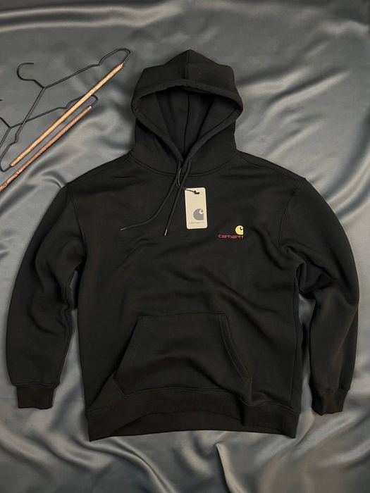 Чоловіче худі Carhartt чорне толстовка унісекс кофта з капюшоном