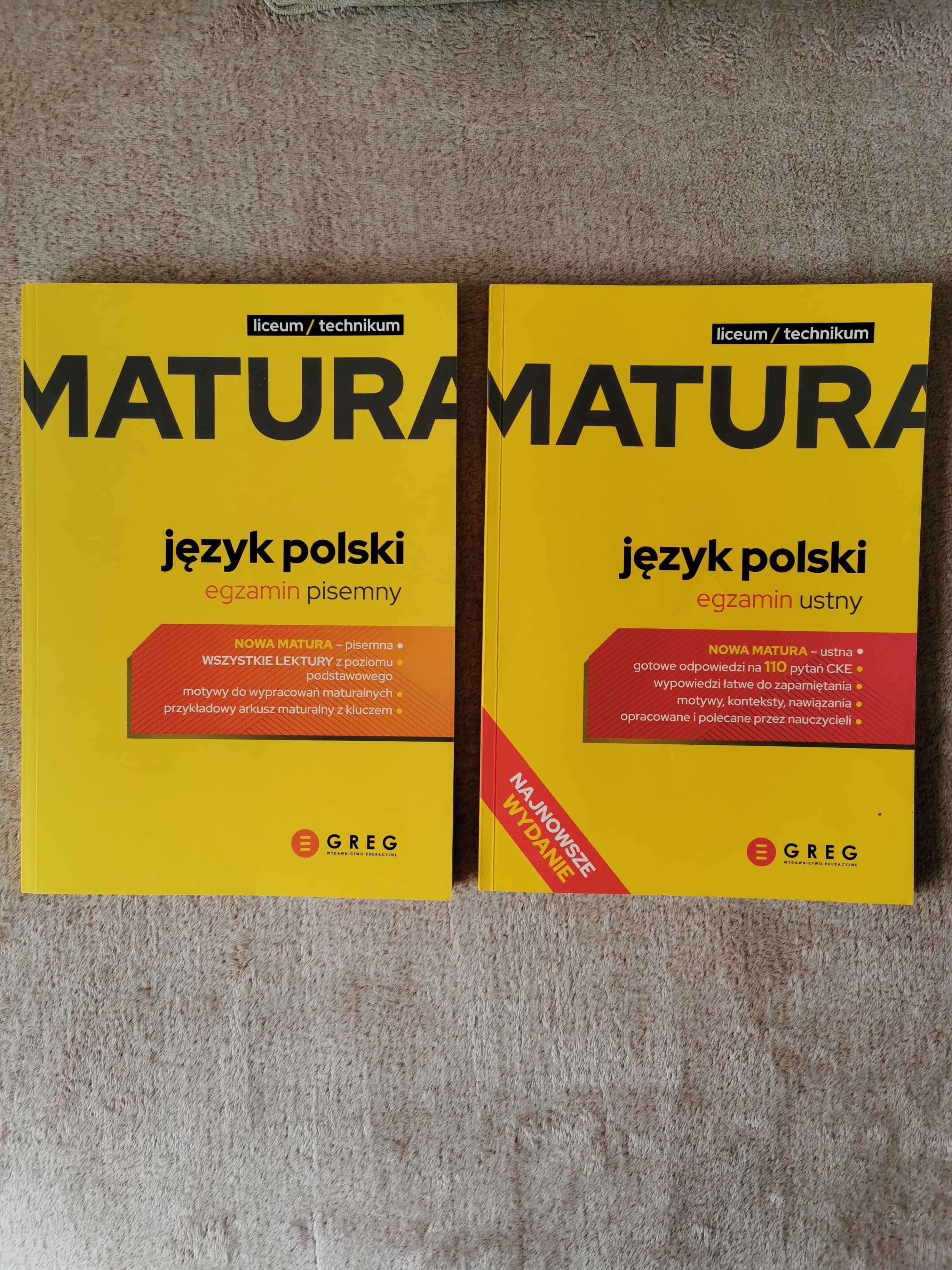 Zestaw dwóch repetytoriów maturalnych GREG do Języka polskiego.
