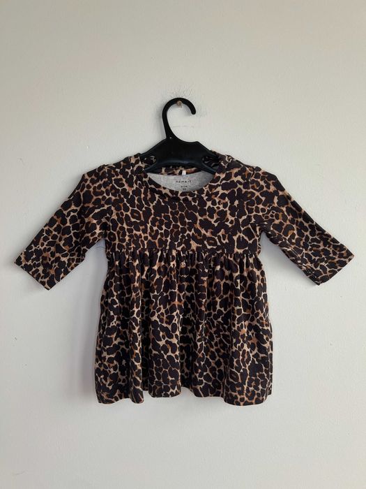 Name It sukienka niemowlęca noworodek wyprawka panterka bawełna 50