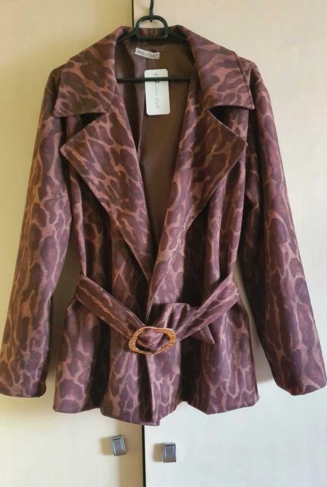 Płaszcz Marynarka brązowa zamszowa czekoladowa oversize NOWY sztos