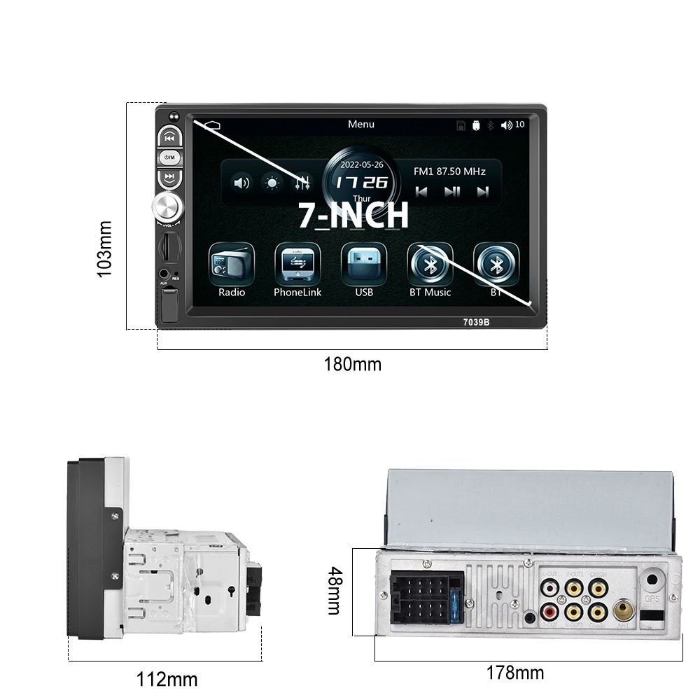 Radio 1din Android Auto e CARPLAY Bluetooth 7" + MIC NOVO