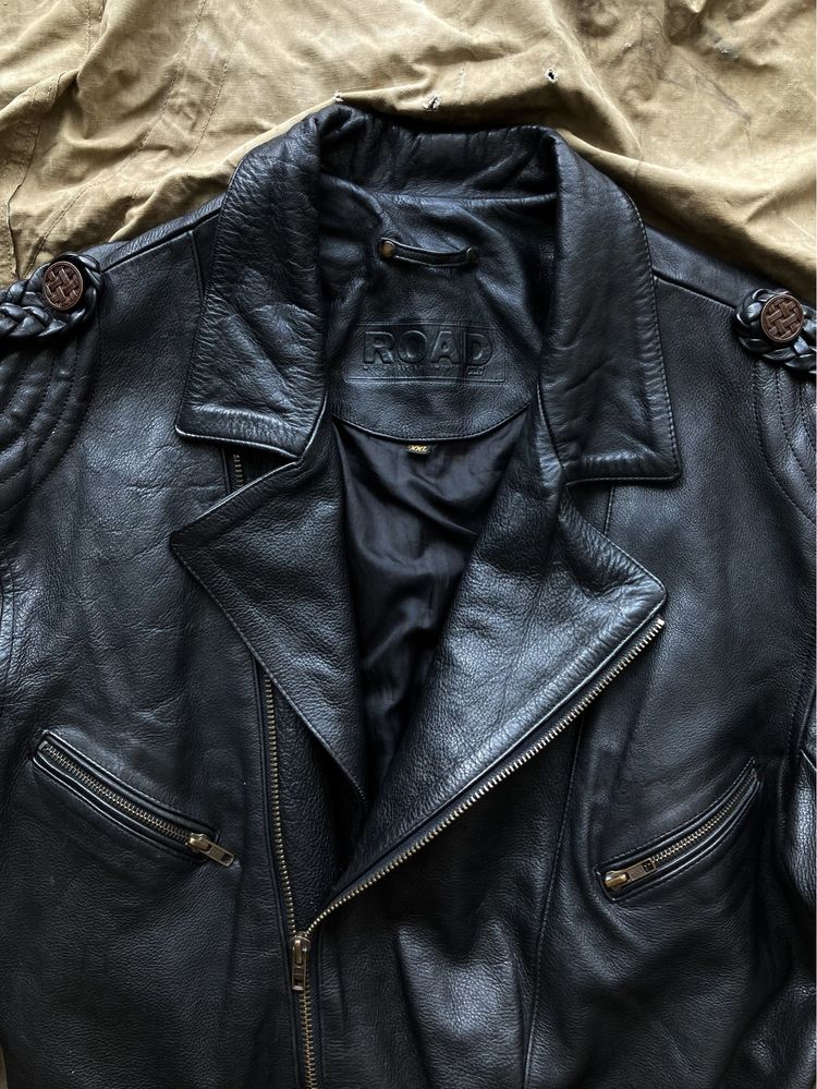 Мужская кожаная куртка ROAD косуха Leather jacket XXL