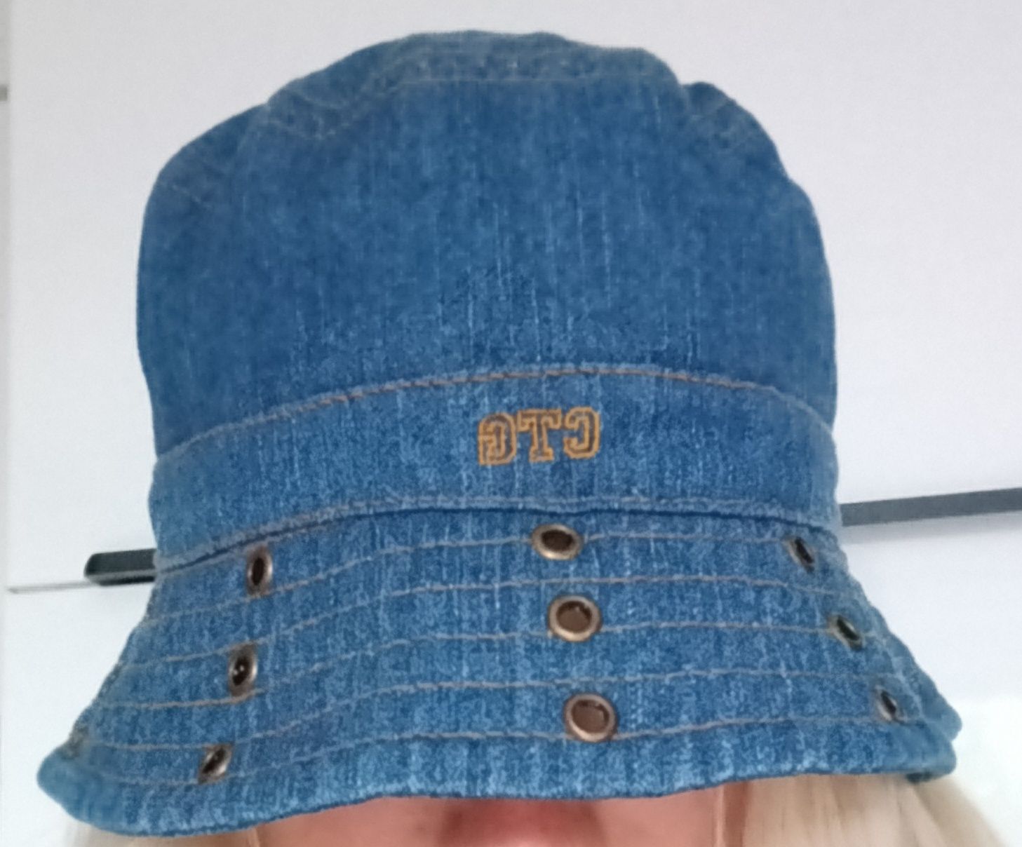 Bucket hat kapelusz jeansowy z napami Lindex 54-56cm denim