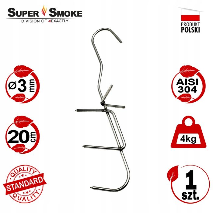 Hak Wędzarniczy Super Smoke do ryb 3mm Standard 20cm