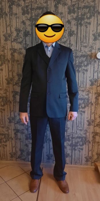 czarny garnitur na wysoką osobę 190cm