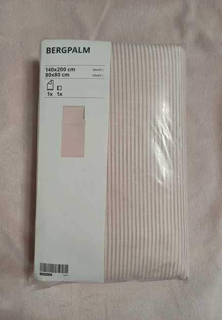 NOWY IKEA 140x200 Komplet Pościeli BERGPALM Rożowa Pościel w Paski