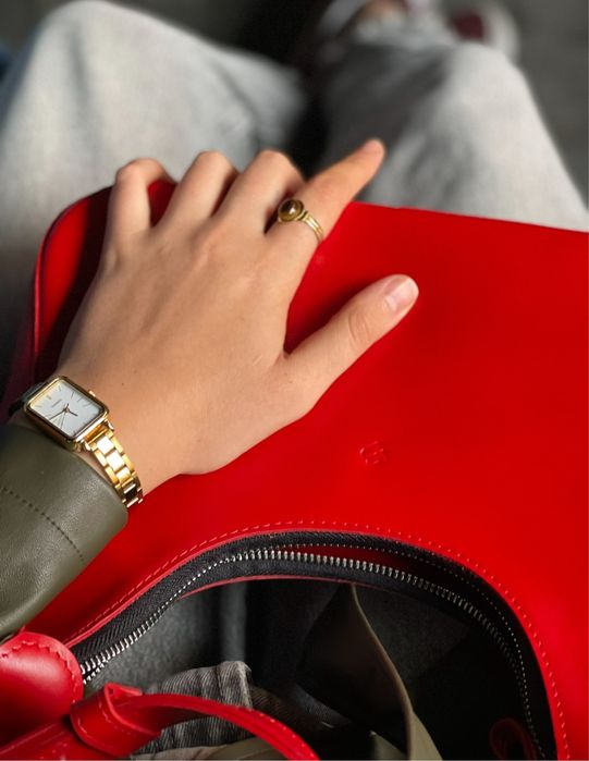 Червона шкіряна сумка boorbon