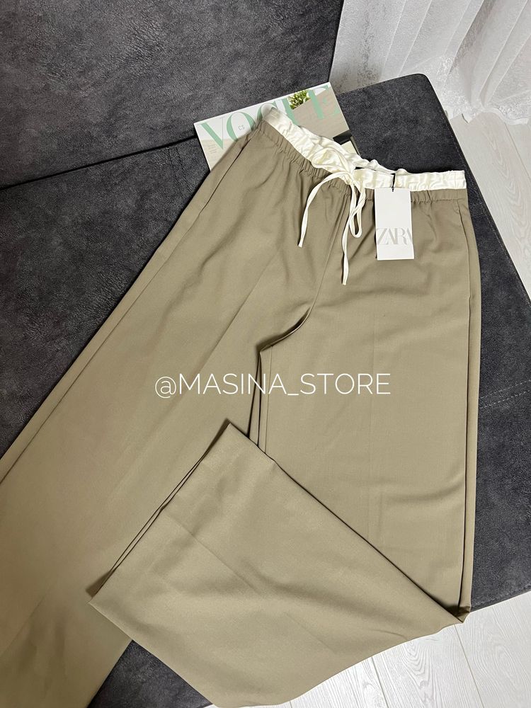 Нові брюки штани Zara з подвійним поясом XS бежеві