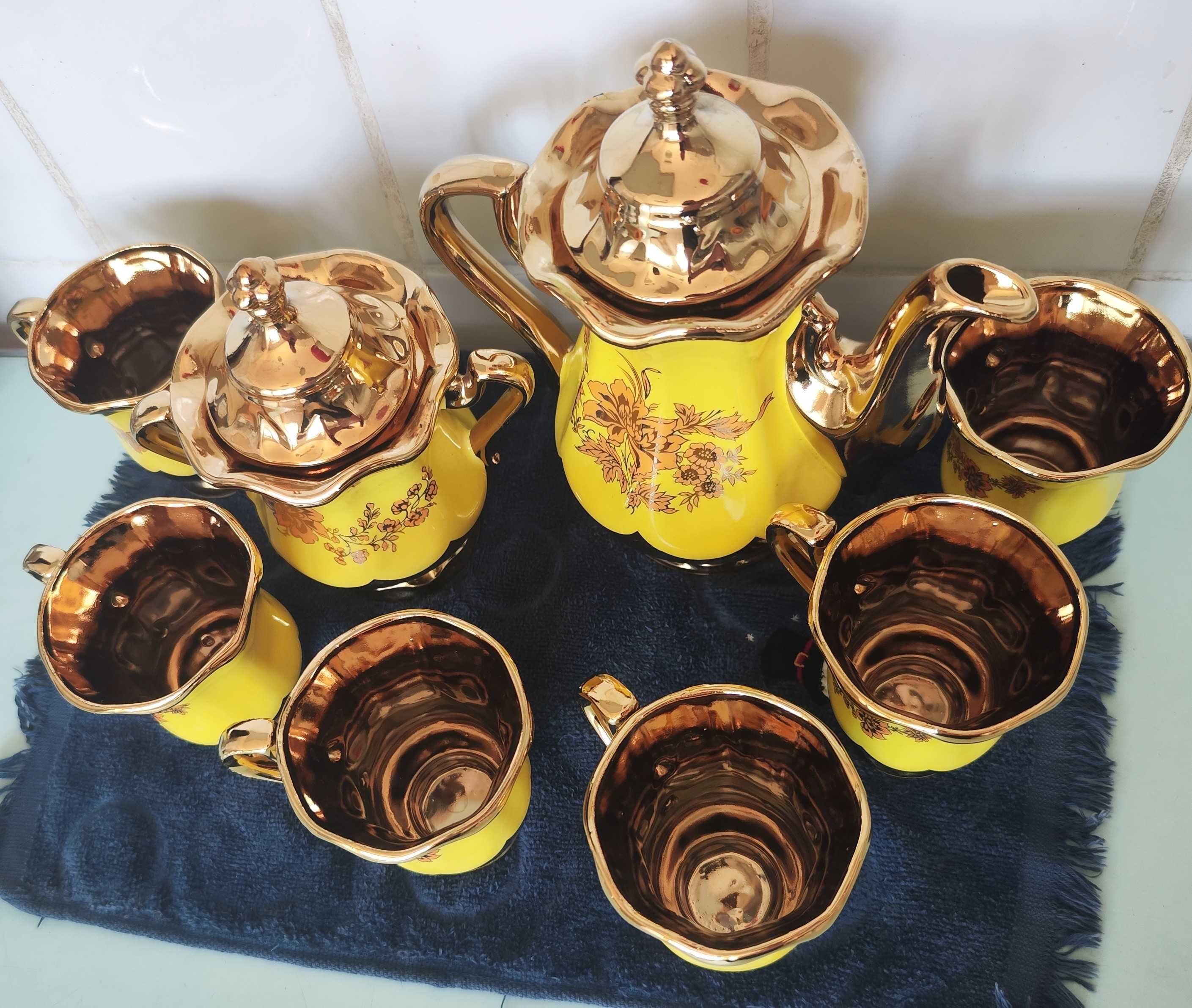 Сервіз чайний Орфей лимонний з золотом кераміка ручна робота