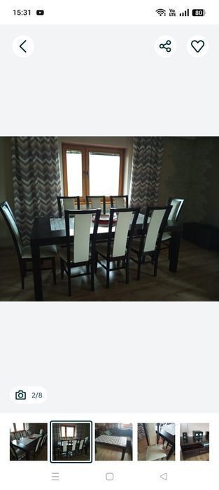 Stół rozkładany z krzesłami 8 sztuk - duży i bardzo solidny