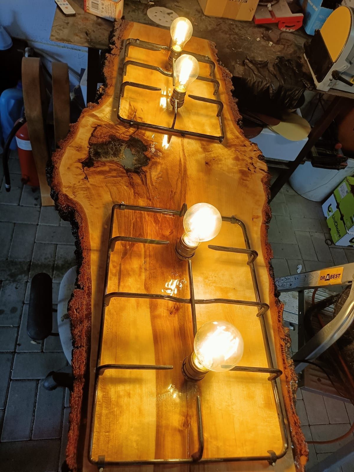 Deska żyrandol decha lampa rustykalna żywica
