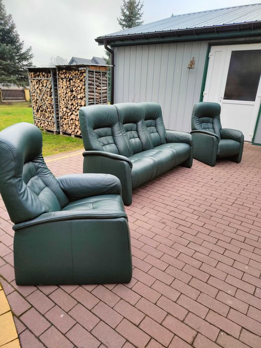 komplet wypoczynkowy funkcja relaksu 100 % skóra