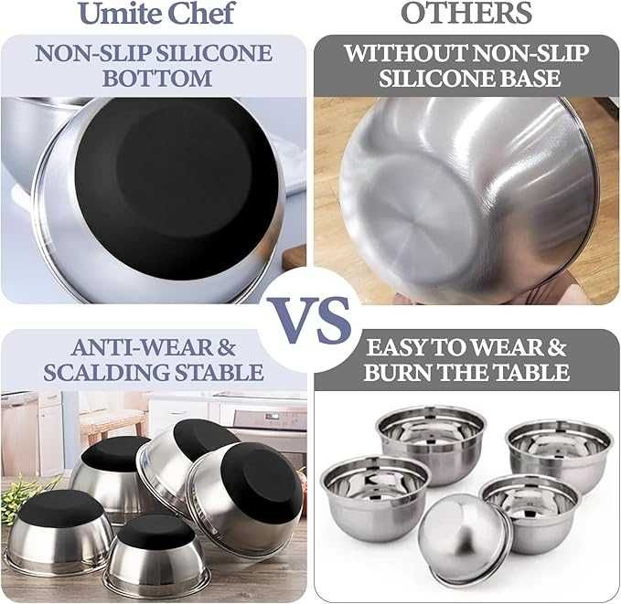 Zestaw misek do mieszania 5 szt. misek ze stali nierdzewnej do kuchni