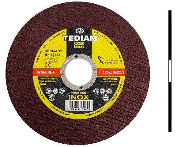 10x Tarcza tarcze do cięcia metalu INOX TEDIAM PREMIUM 125 x 0,8