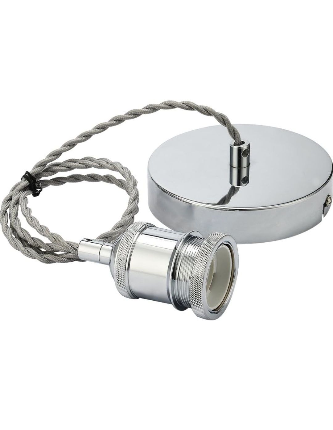 COZZY Vintage sufitowa lampa wisząca, jasnoszara skręcana pleciona
