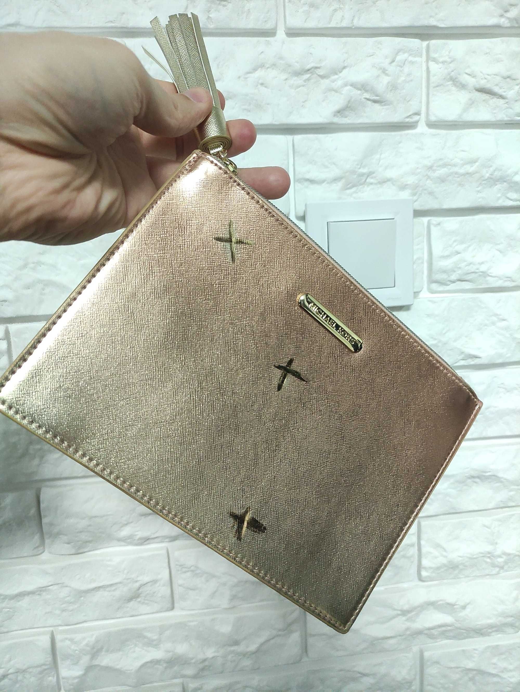 Michael Kors оригін косметичка гаманець клатч золота gold rose жіноча