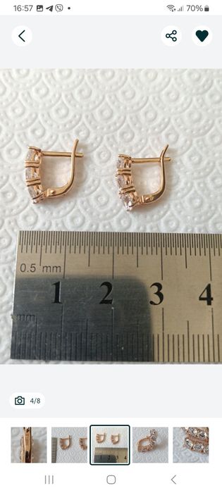 Золотые серьги новые вес 2,34 проба 585