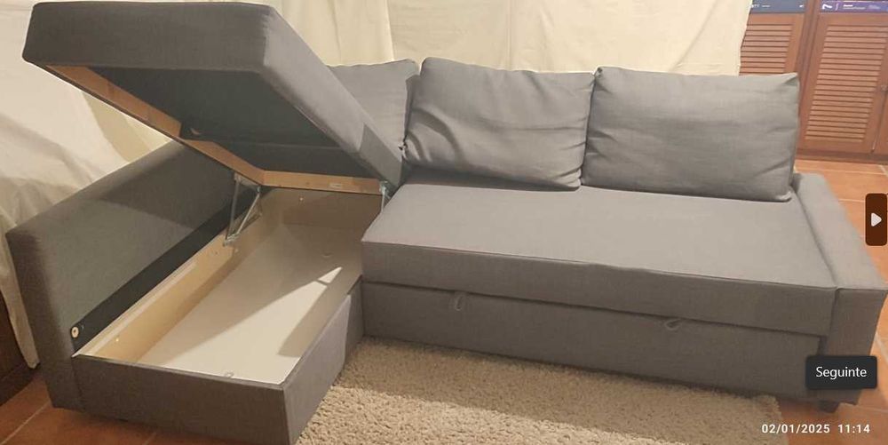 Sofá-cama de canto com arrumação FRIHETEN