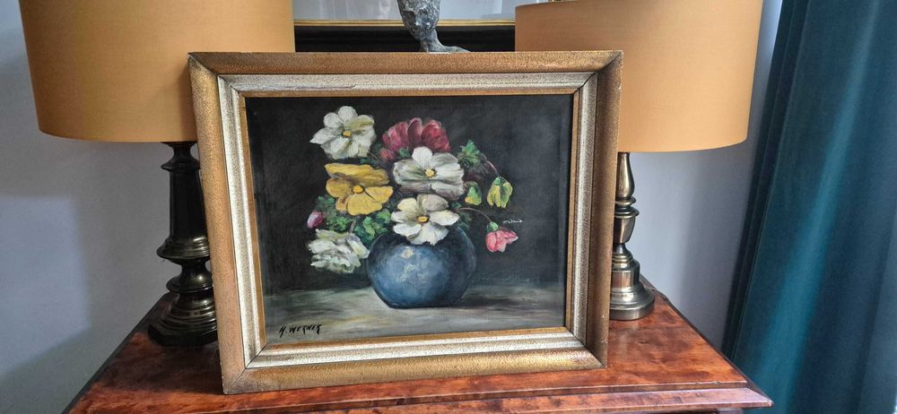Obraz Kwiaty w wazonie aukcyjnego malarza Hildinga Wernera Szwecja.
