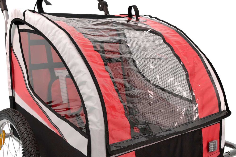 Przyczepka rowerowa z amortyzatorem 2-osobowa +JOGGER czerwony