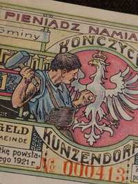 Notgeldy - zestaw 3 szt  Kończyce Kunzendorf 1921r pieniądz zastępczy