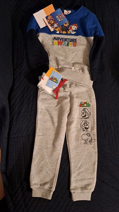 Nowy Zestaw dres: spodnie Super Mario i bluza Psi Patrol 104