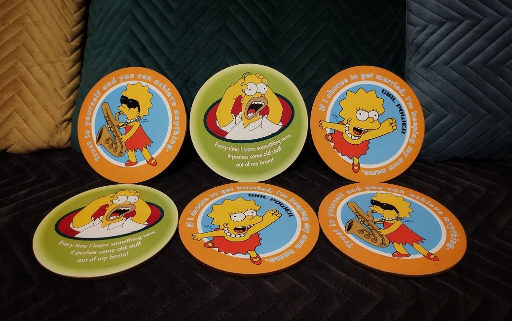 Duże, korkowe podkładki The Simpsons - 3 wzory, 6 sztuk w komplecie