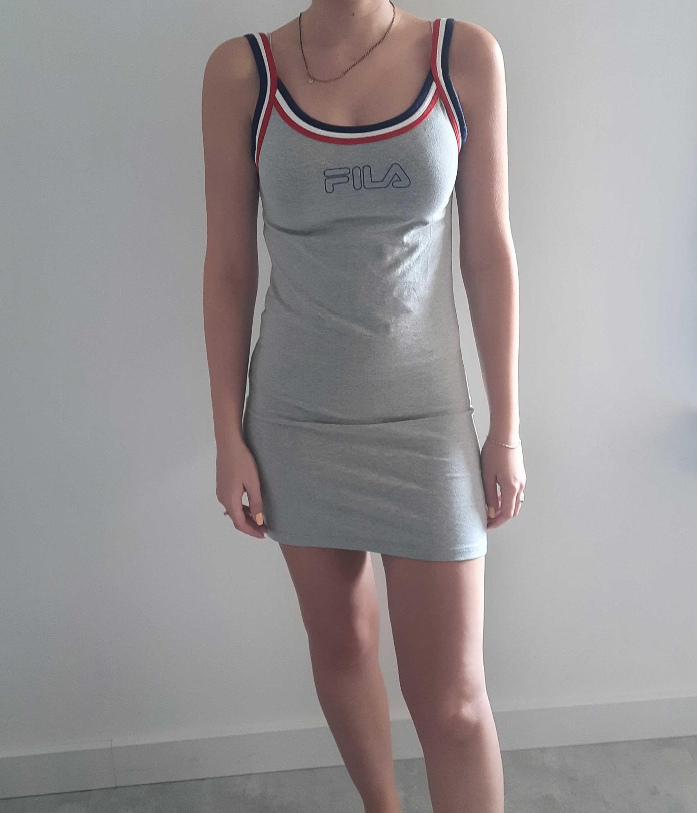 Krótka sportowa szara sukienka na ramiączka FILA