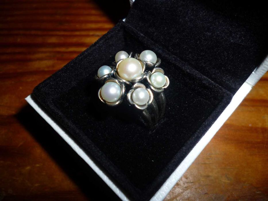 Pandora original Anel com pérolas medida 52