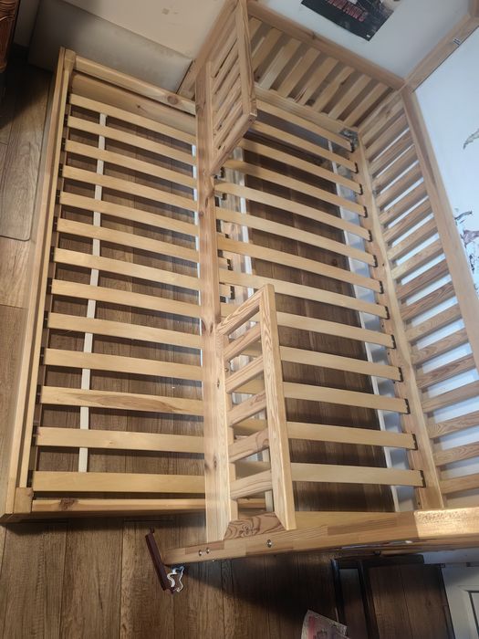 Łóżko dziecięce drewniane domek 180x80 podwójne z szuflada