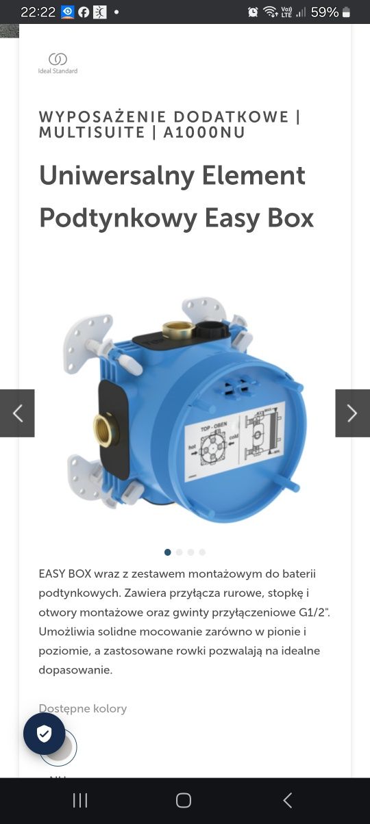 Easy box element podtynkowy do baterii A 1000 NU Ideal Standard