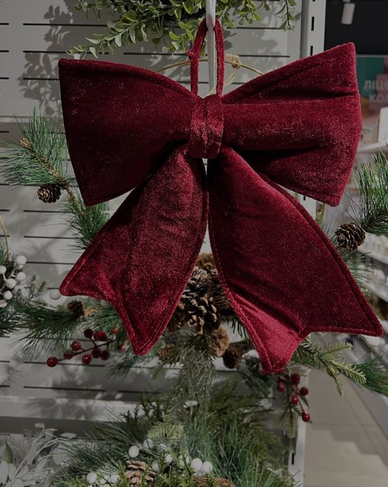 Бант на ялинку прикраса велюрова оксамит іграшка на ялинку