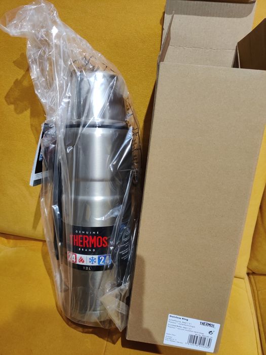 Termos Thermos 1.2l Steinless King Srebrny nowy z uchwytem