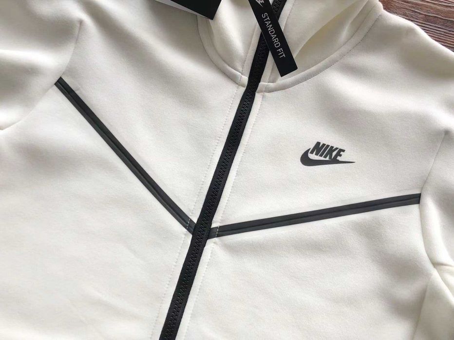 Зіп худі кофта Nike Tech Fleece біла Найк теч Є ОПТ