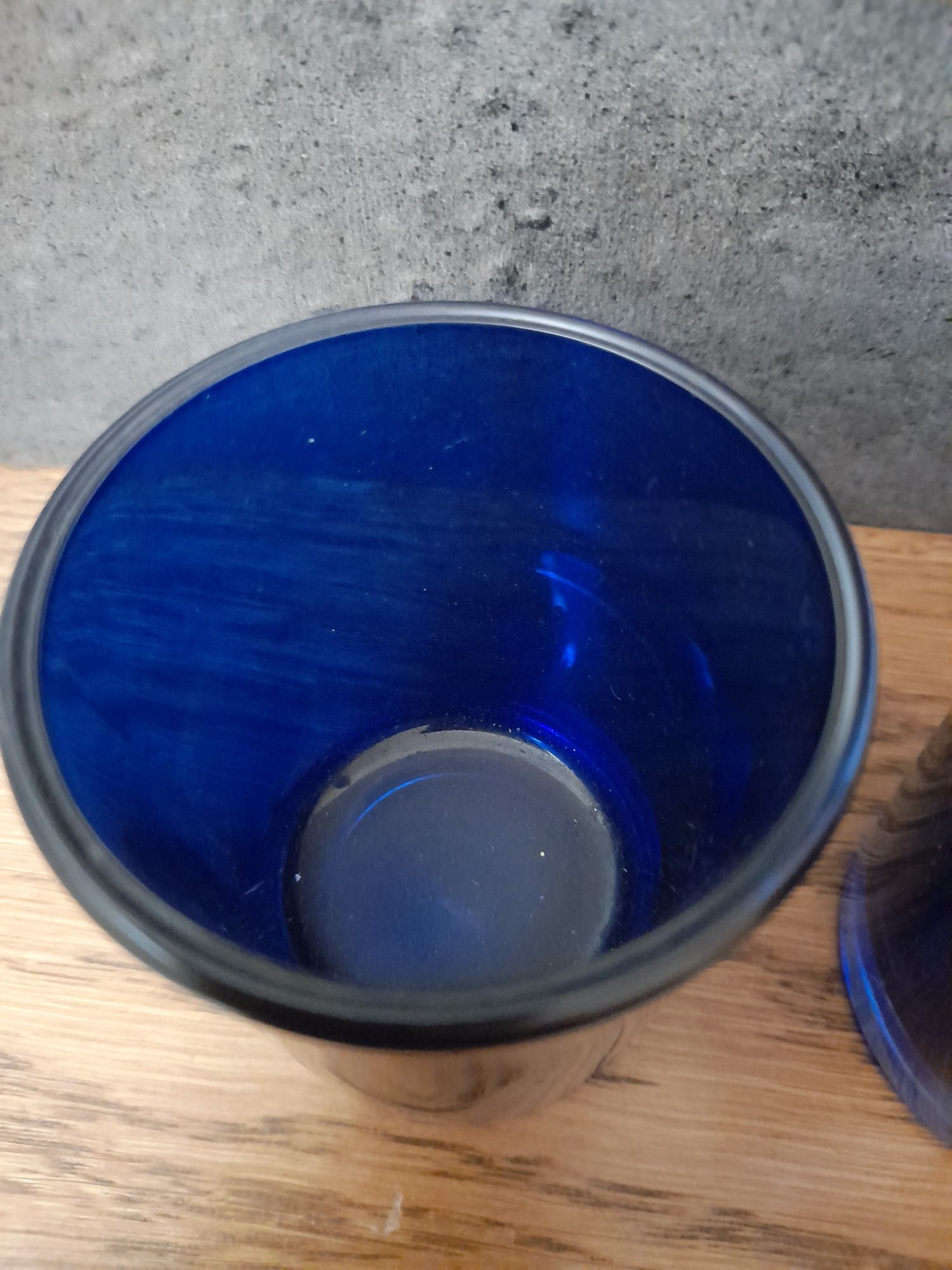 Szklany niebieski świecznik na podgrzewacz 2szt