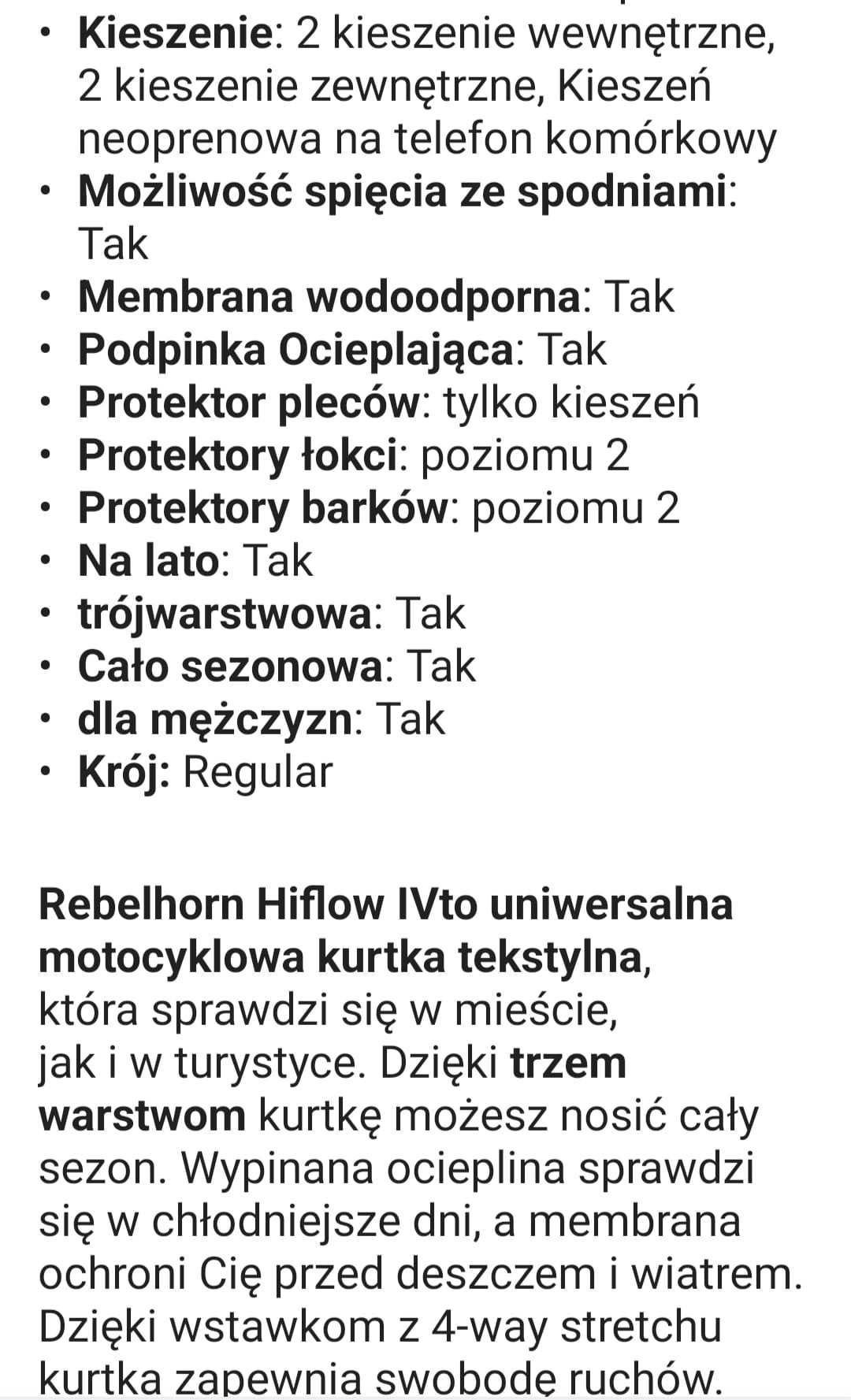 Kurtka motocyklowa tekstylna REBELHORN HIFLOW IV Rozm XXL