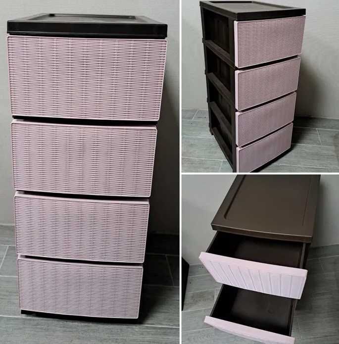 Комод пластиковий Ротанг 4 яруси 86.5х44.5х34.5 см R-Plastic