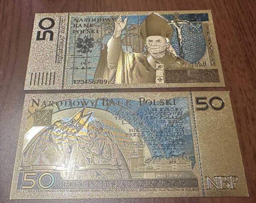 50zł banknot złocony - Jan Paweł II