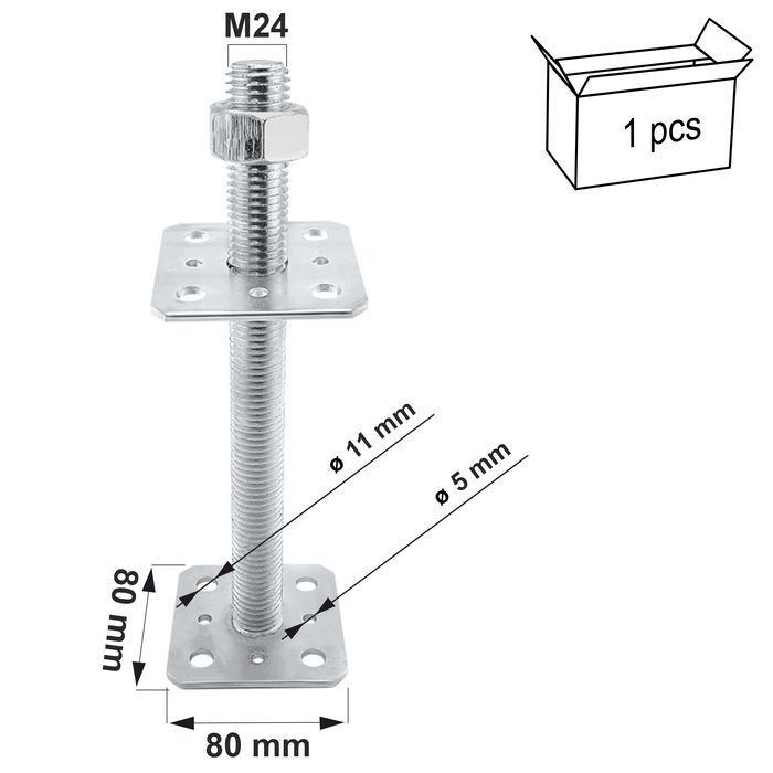 podst słupa reg. z gwintem psr80 80x80x250x4,0 (1)